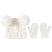 Huowey Toddler Baby Girls Boys Soft Warm Knit Hat Kids Winter Hat Solid Color Knitted Gloves Cute Dailywear, One Size